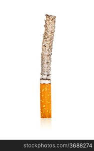 Lighted cigarette isolated on white background.