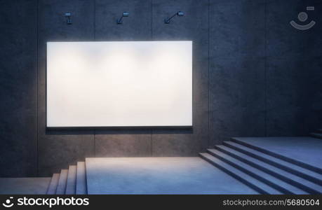 lighten blank billboard on a concrete wall at night