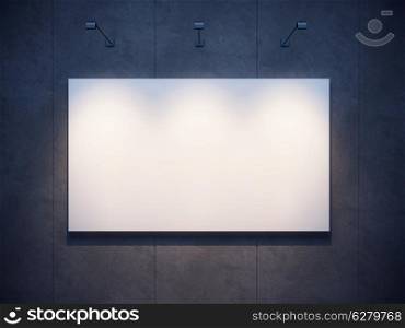 lighten blank billboard on a concrete wall at night