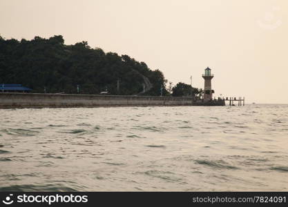 Lighthouse along the coast. The alarm and monitoring natural disasters.