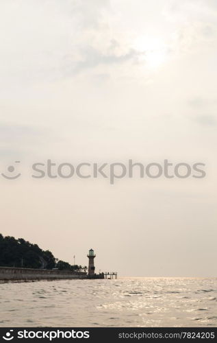 Lighthouse along the coast. The alarm and monitoring natural disasters.