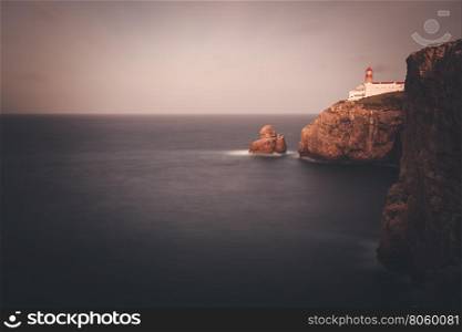 Lighthouse at Cape St. Vincent. Sagres, Algarve, Portugal.