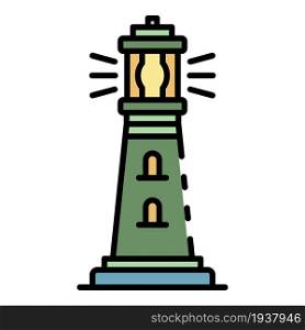 Lighthouse coast icon. Outline lighthouse coast vector icon color flat isolated. Lighthouse coast icon color outline vector
