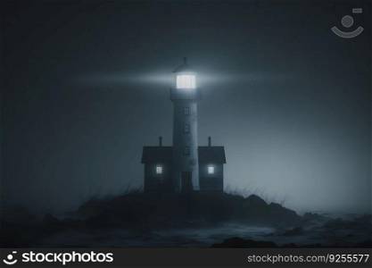 Lighthouse in a stormy sea. Neural network AI generated art. Lighthouse in a stormy sea. Neural network AI generated