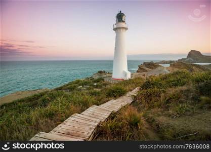 Lighthouse in Pacific coast, New Zealand