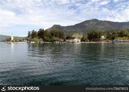 Lighthouse in Parapat on the lake Toba, Indonesia