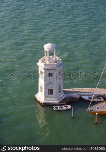 Lighthouse in Venice. Aerial view of a lighthouse in Venice lagoon, Italy