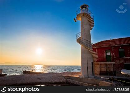 Lighthouse in Zadar at sunset, Dalmatia, Croatia