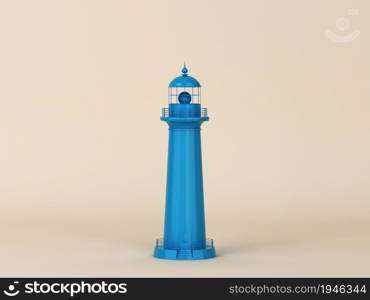 Lighthouse. Minimal scene. 3d illustration