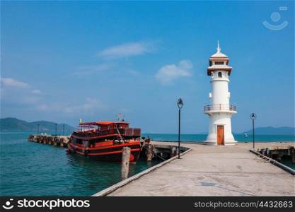 Lighthouse on a Bang Bao pier on Koh Chang Island in Thailand