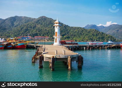 Lighthouse on a Bang Bao pier on Koh Chang Island in Thailand