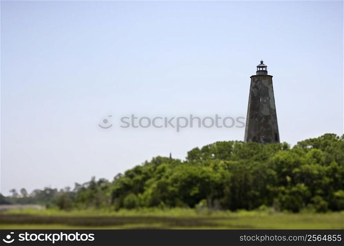 Lighthouse on Bald Head Island, North Carolina.
