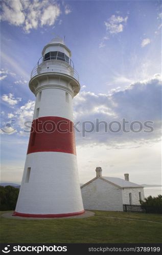 Lighthouse overlooking the sea at Low Head, Tasmania, Australia.