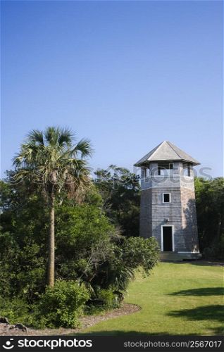 Lighthouse shaped building on Bald Head Island, North Carolina.