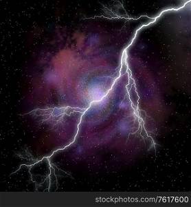 lightning against galaxy (fantastic kind of a nonexistent galaxy)