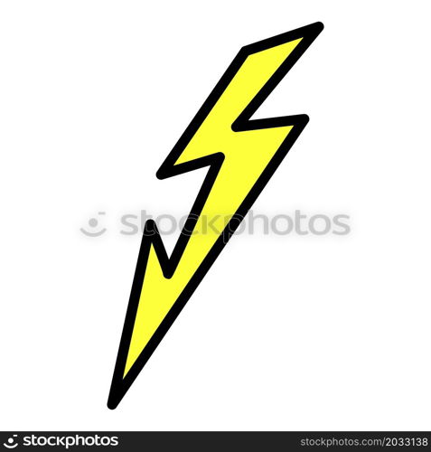 Lightning at an angle icon. Outline lightning at an angle vector icon color flat isolated. Lightning at an angle icon color outline vector