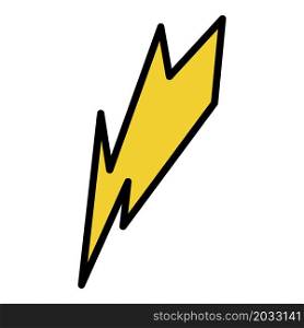 Lightning bolt icon. Outline lightning bolt vector icon color flat isolated. Lightning bolt icon color outline vector
