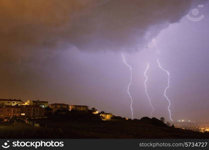 lightning bolt in the city of Braga, in the north of Portugal