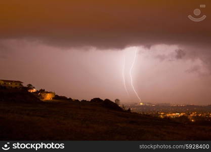 lightning bolt in the city of Braga, in the north of Portugal