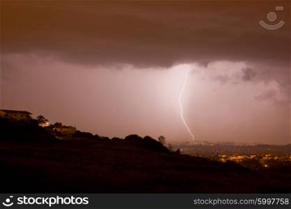 lightning bolt in the city of Braga, in the north of Portugal