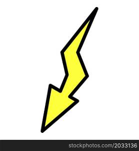 Lightning icon. Outline lightning vector icon color flat isolated. Lightning icon color outline vector