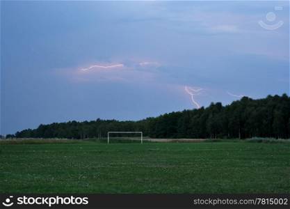 Lightning over the football field