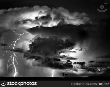 Lightning Storm Clouds Canada Saskatchewan Dramatic Summer