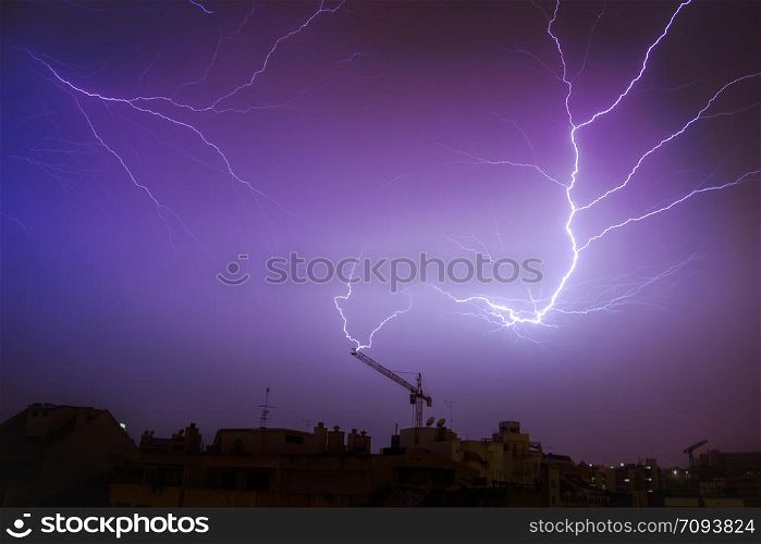Lightning strike on a crane