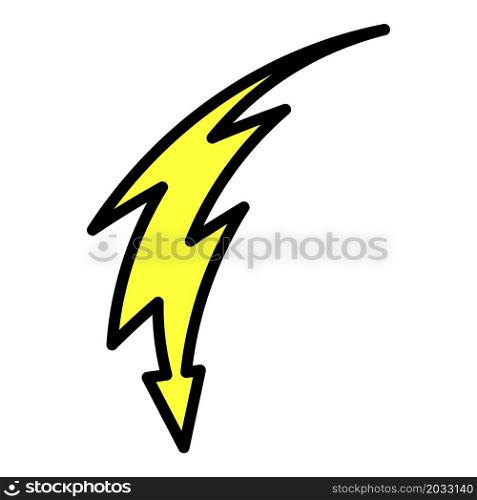 Lightning with an arrow icon. Outline lightning with an arrow vector icon color flat isolated. Lightning with an arrow icon color outline vector
