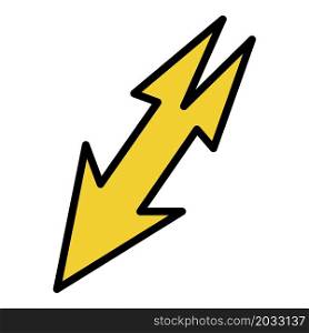 Lightning with two tails icon. Outline Lightning with two tails vector icon color flat isolated. Lightning with two tails icon color outline vector