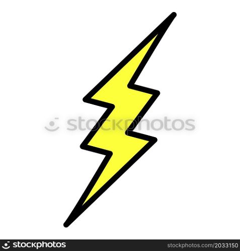 Lightning zigzag icon. Outline lightning zigzag vector icon color flat isolated. Lightning zigzag icon color outline vector