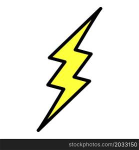Lightning zigzag icon. Outline lightning zigzag vector icon color flat isolated. Lightning zigzag icon color outline vector