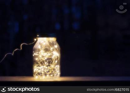 Lights in old retro style lantern