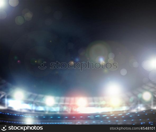 Lights of stadium. Image of stadium in lights and flashes