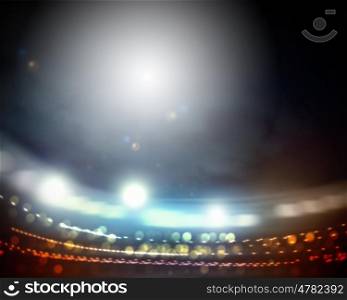 Lights of stadium. Image of stadium in lights and flashes