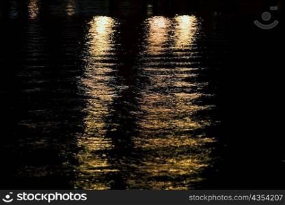 Lights reflecting on water, San Diego, California, USA