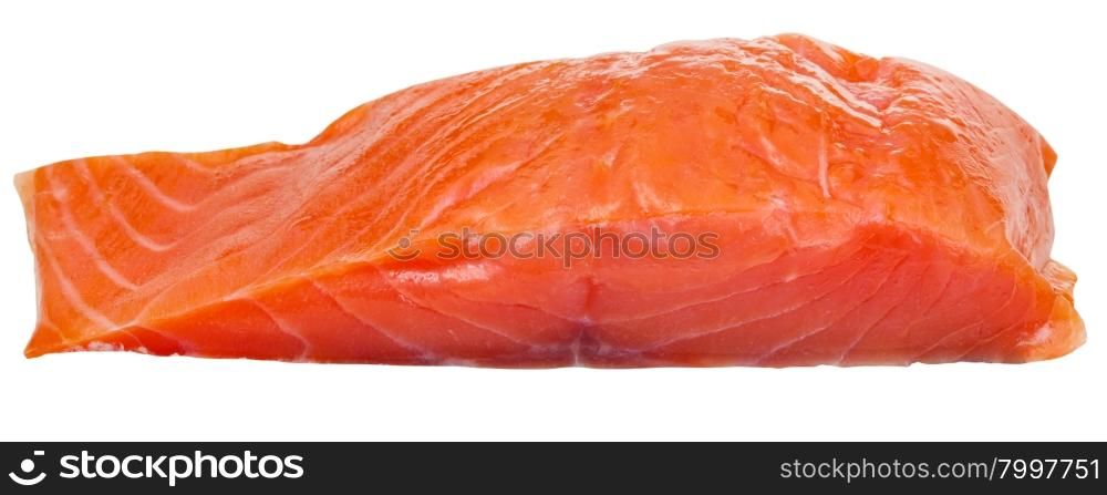 lighty smoked atlantic salmon red fish fillet piece isolated on white background