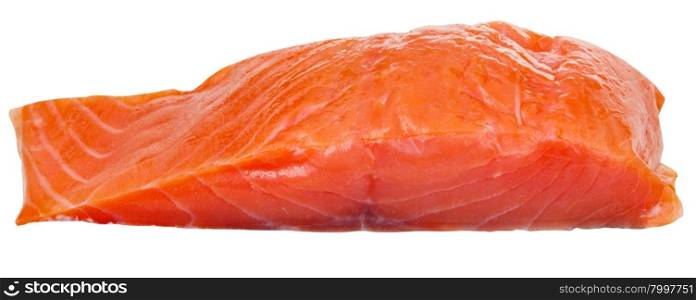 lighty smoked atlantic salmon red fish fillet piece isolated on white background