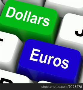 Like And Love Keys For Online Friend. Dollar And Euros Keys Meaning Foreign Currency Exchange Online