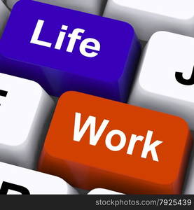 Like And Love Keys For Online Friend. Life Work Keys Showing Balancing Job And Free Time