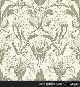 Lily flower seamless pattern. Floral seamless background. Generative AI.. Lily flower seamless pattern. Floral seamless background. Generative AI