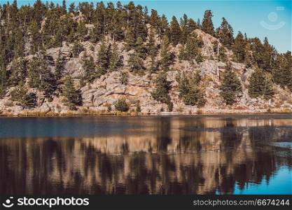 Lily Lake at Rocky Mountains, Colorado, USA. . Lily Lake at autumn. Rocky Mountains in Colorado, USA.