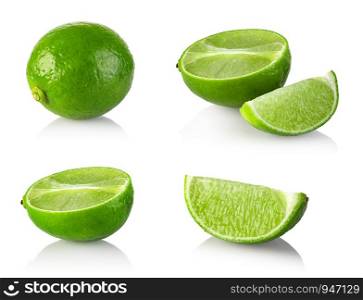 lime citrus fruit isolated on white background. lime citrus fruit