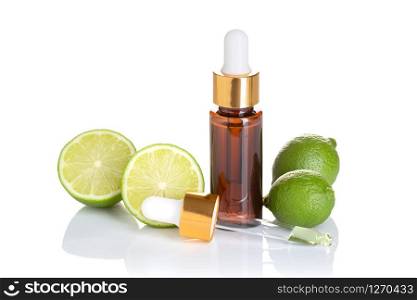 Lime essential oil. Lime oil for skin care, spa, wellness, massage, aromatherapy and natural medicine. Citrus oil