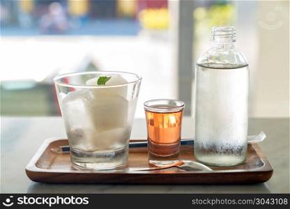 Lime ice Cube juice serve with soda water mojito. Lime ice Cube