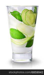 Lime mojito in glass isolated on white background