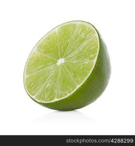 Lime slice isolated on white background