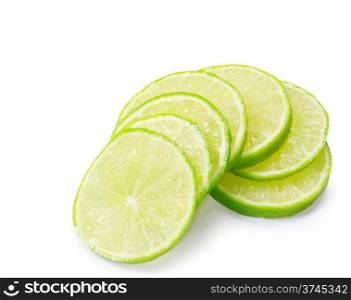 lime slices isolated on white background