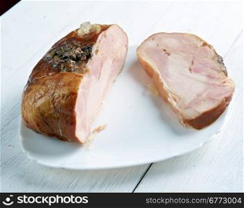 Limerick ham - preparing a joint of bacon within the cuisine of Ireland.