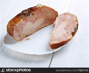 Limerick ham - preparing a joint of bacon within the cuisine of Ireland.